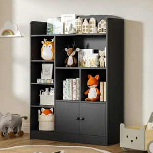 Kids Bookcase with 7 Cubbies and 2 Cabinets