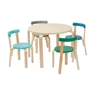 Kids Round Table with 4 Curved Back Chairs
