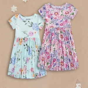 POSHTOT Girls Floral Print Princess Dress