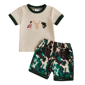 Adorable Infant Short Sleeve Tee with Matching Denim Shorts